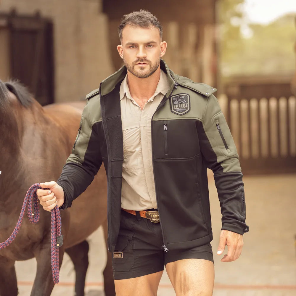 Men's Soft Shell Jacket Black & Olive image 2
