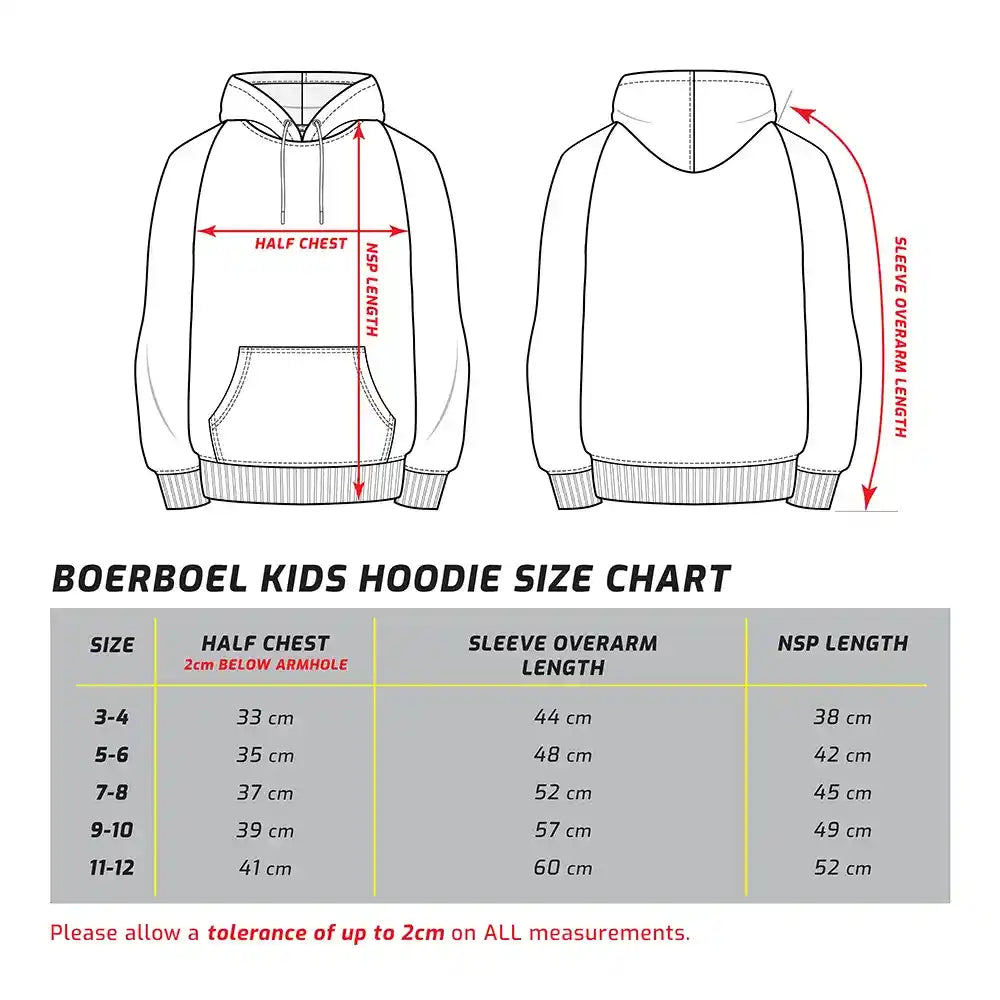 Kids Hoodie Size Chart