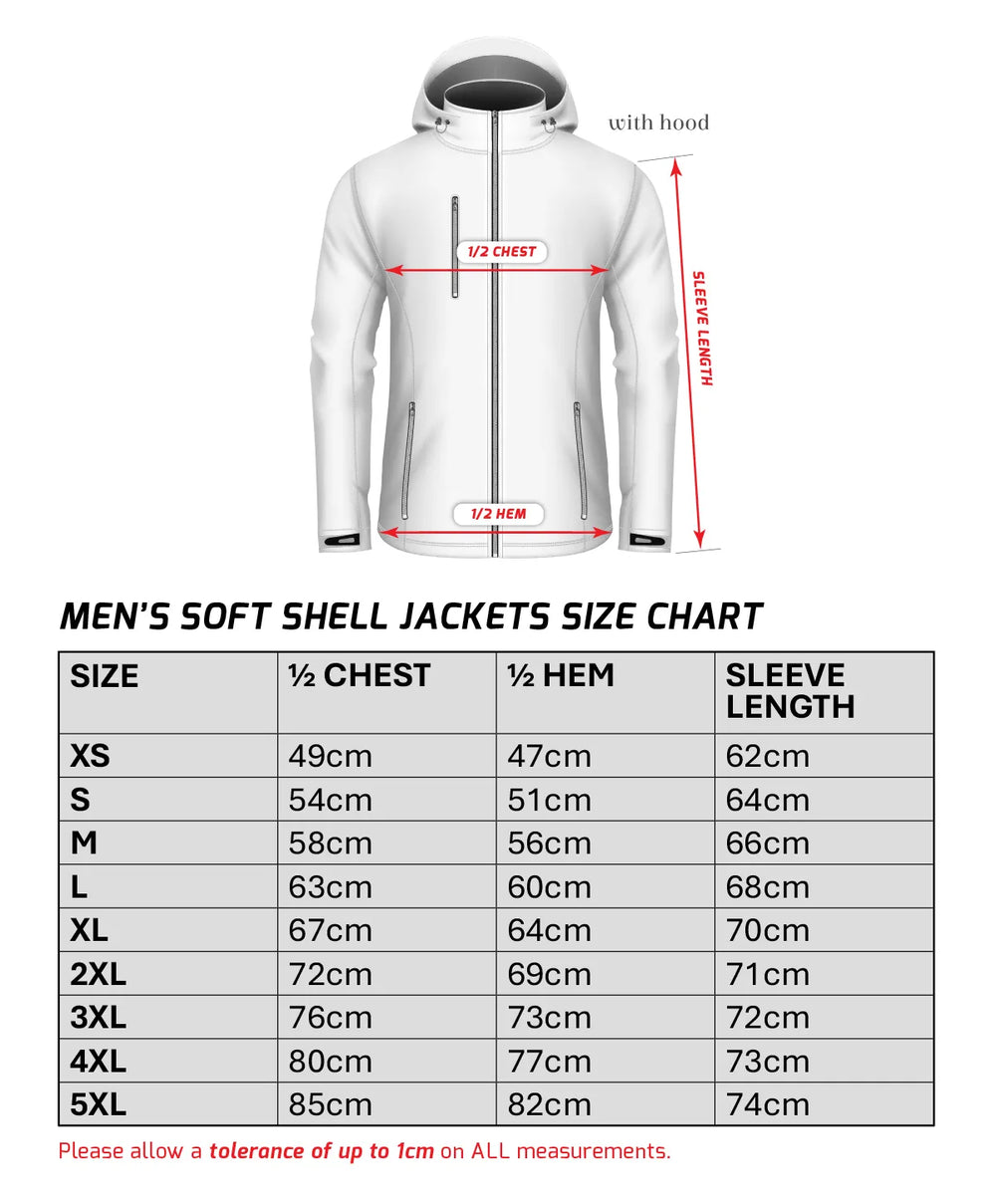Men's Soft Shell Jacket Size Chart