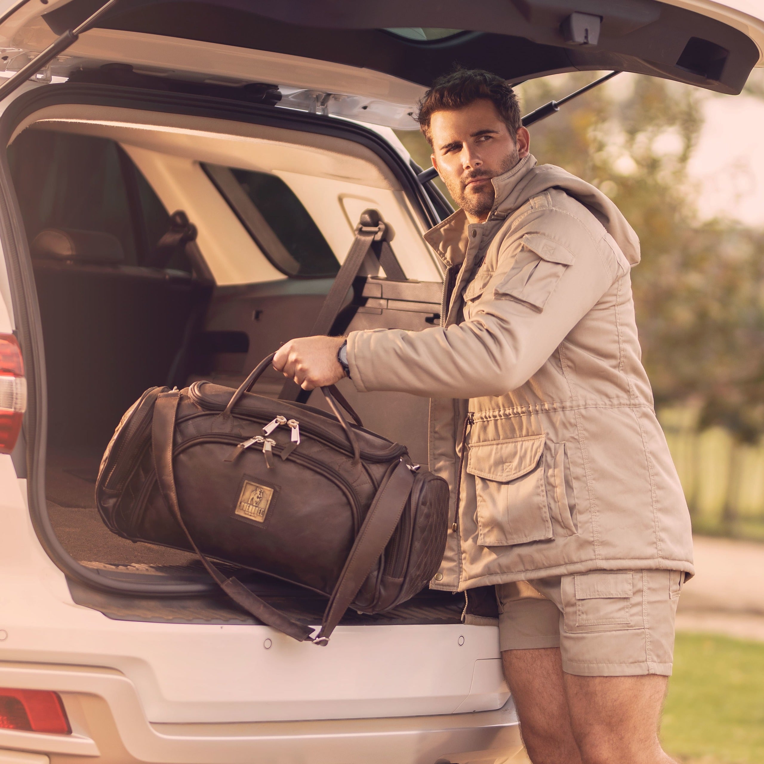 Geniune Leather Duffle Bag Brown image 3
