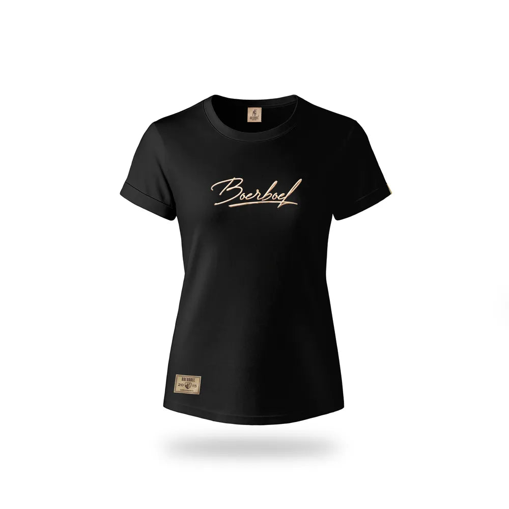 Ladies T-Shirt Metallic Puff Print Black "Boerboel" image 0