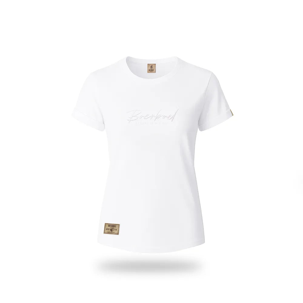 Ladies T-Shirt Embroidered White image 0