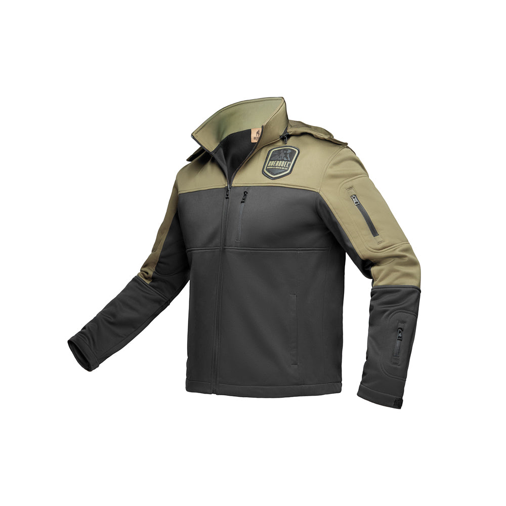 Men's Soft Shell Jacket Black &amp; Olive image 0