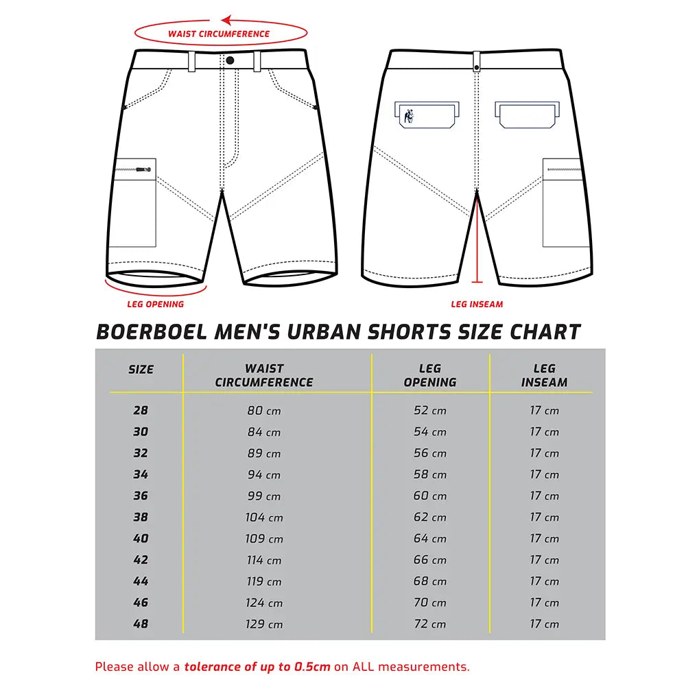 Men's Urban Shorts Size Chart