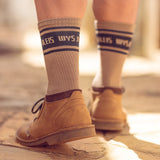 Men's Long Outdoor Cotton Sock Khaki &amp; Charcoal "Wys" image 1