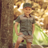 Kids S/S Kalahari Shirt - Olive & Putty image 2